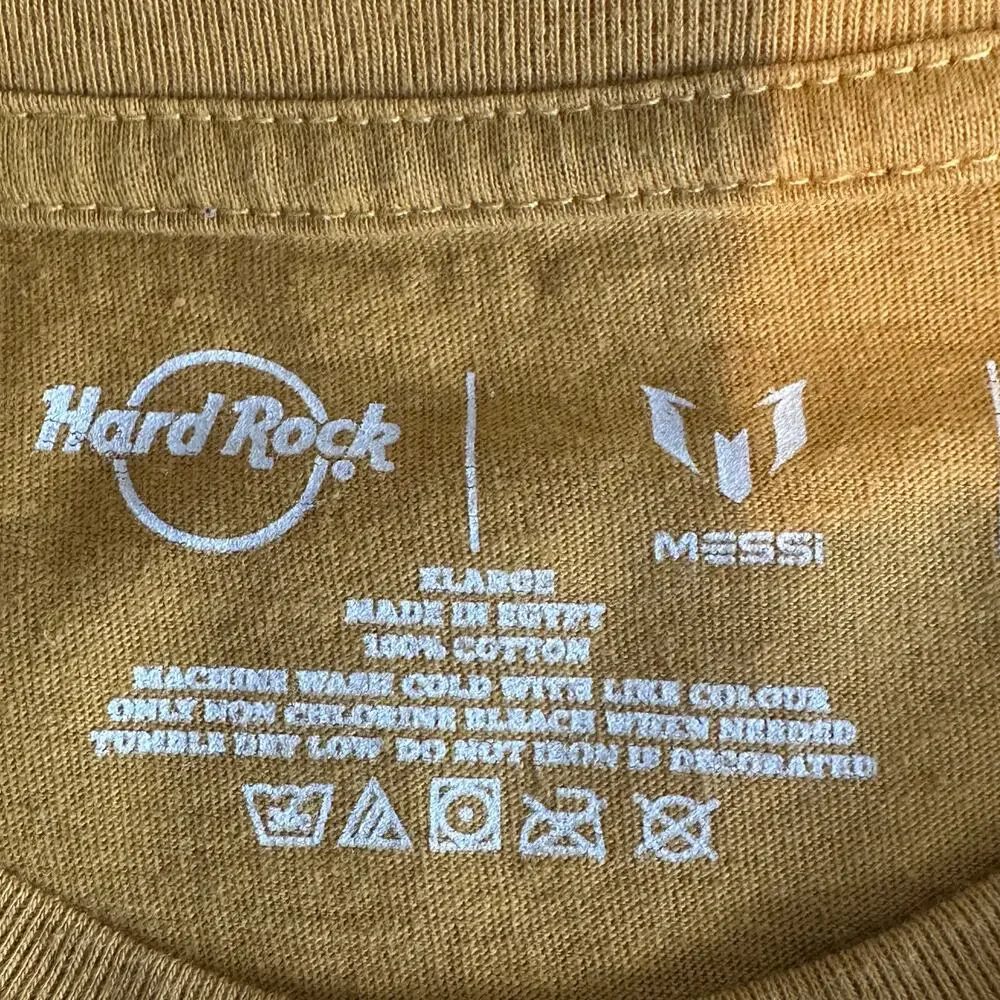 Hard Rock Mens Tee Shirt XL Lionel Messi Futbol Live Greatness Yellow Gold - Picture 7 of 8